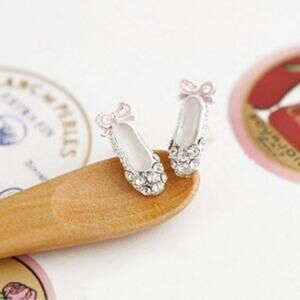 Ballet Slipper Shoe Post Earrings